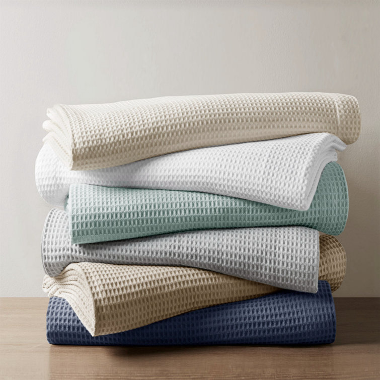 White cotton outlet waffle weave blanket